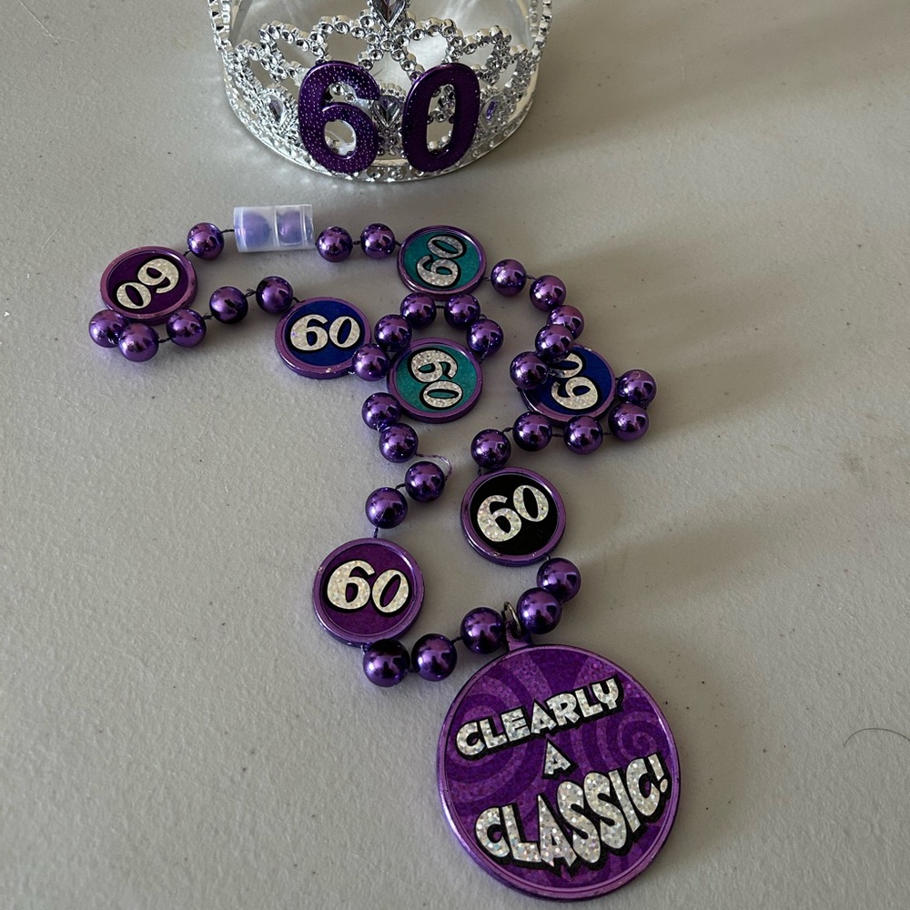 Purple and Silver 60th Birthday Tiara and Necklace Set